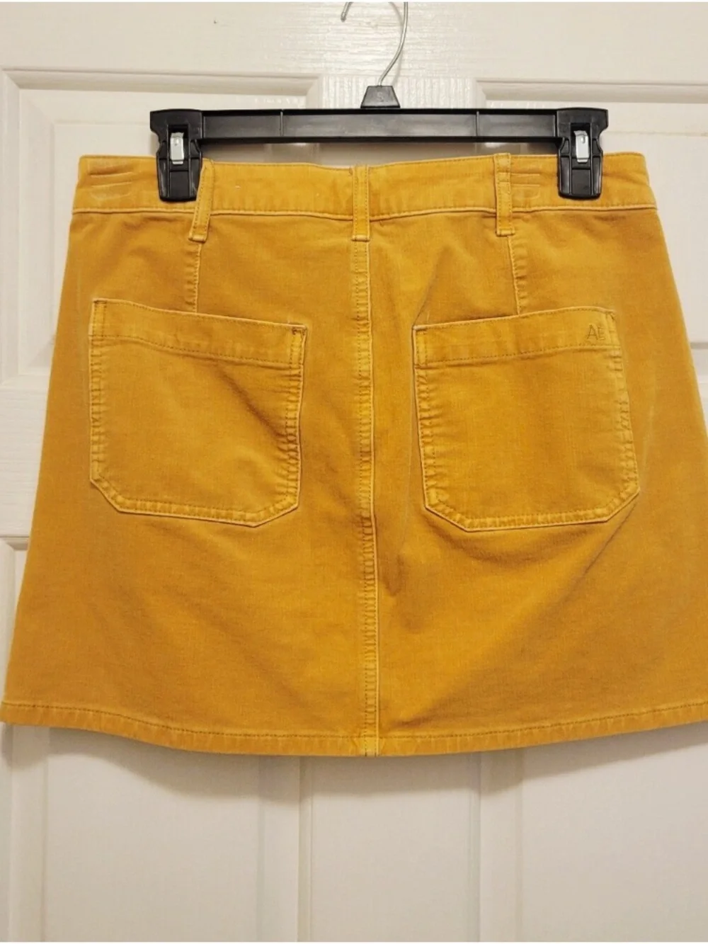Mustard Yellow A-Line Mini Skirt with Patch Pockets